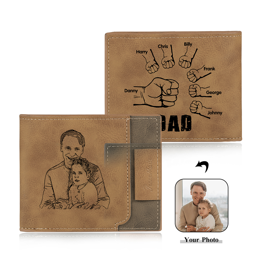 Jessemade UK 7 Names - Personalized Photo Custom Leather Men's Wallet as a Father's Day Gift for Dad 29.99 m1-t1-n7