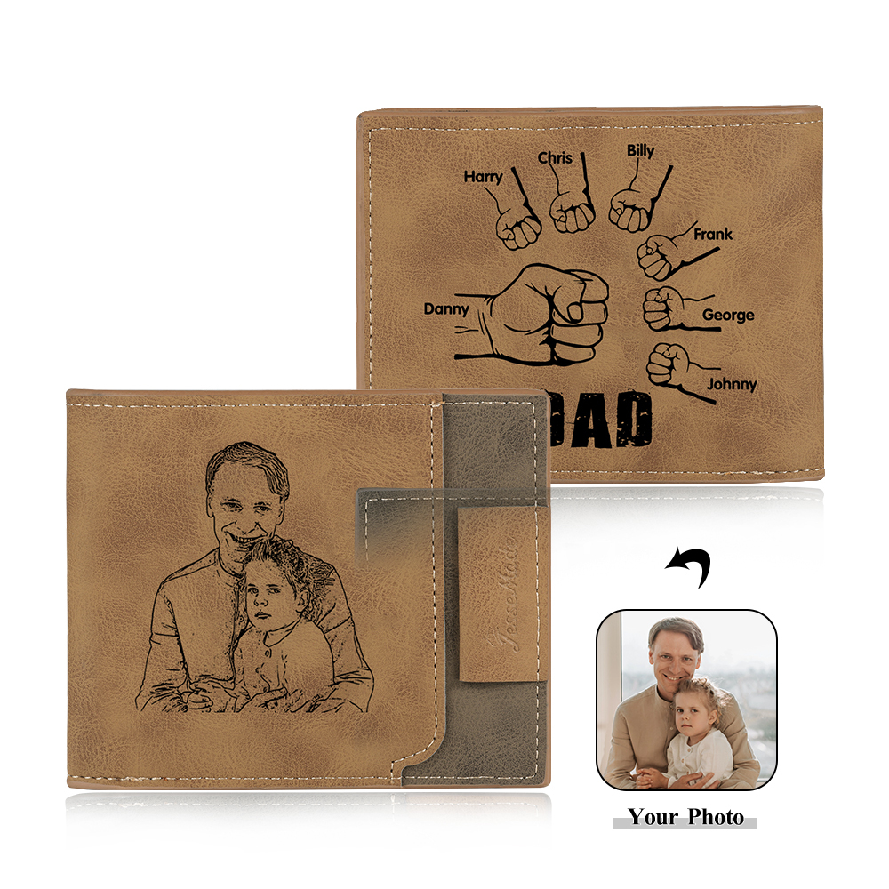 Jessemade UK 7 Names - Personalized Photo Custom Leather Men's Wallet as a Father's Day Gift for Dad 29.99 m1-t1-n7