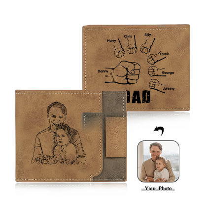 Jessemade UK 7 Names - Personalized Photo Custom Leather Men's Wallet as a Father's Day Gift for Dad 29.99 m1-t1-n7