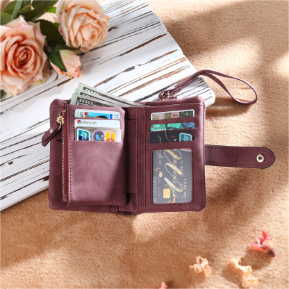 4 Names - Personalized Women's Wallet Customized 4 Names Hand in Hand Folding Women's Wallet Gift for Nan