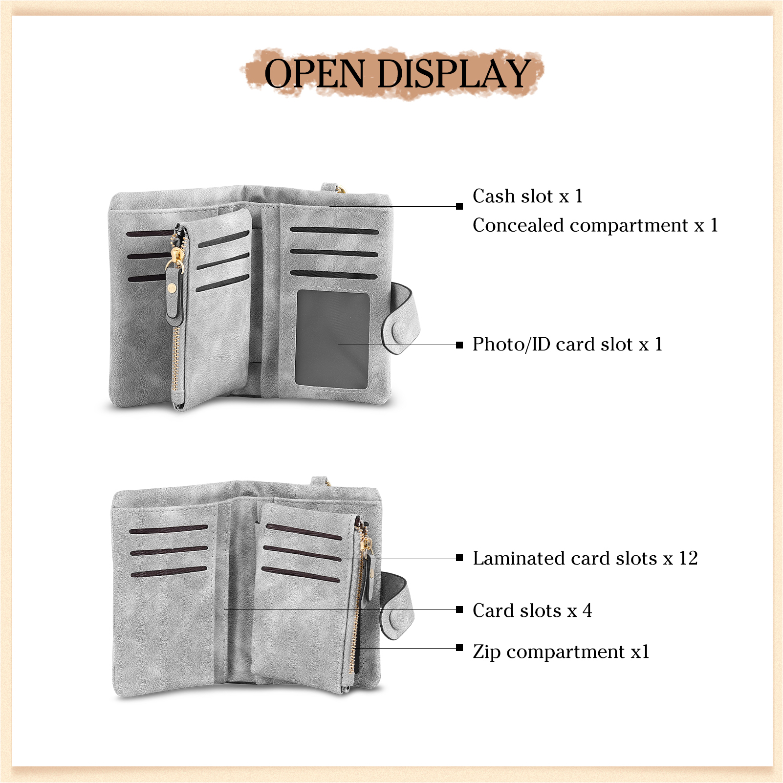 4 Names - Personalized Women's Wallet Customized 4 Names Hand in Hand Folding Women's Wallet Gift for Nan