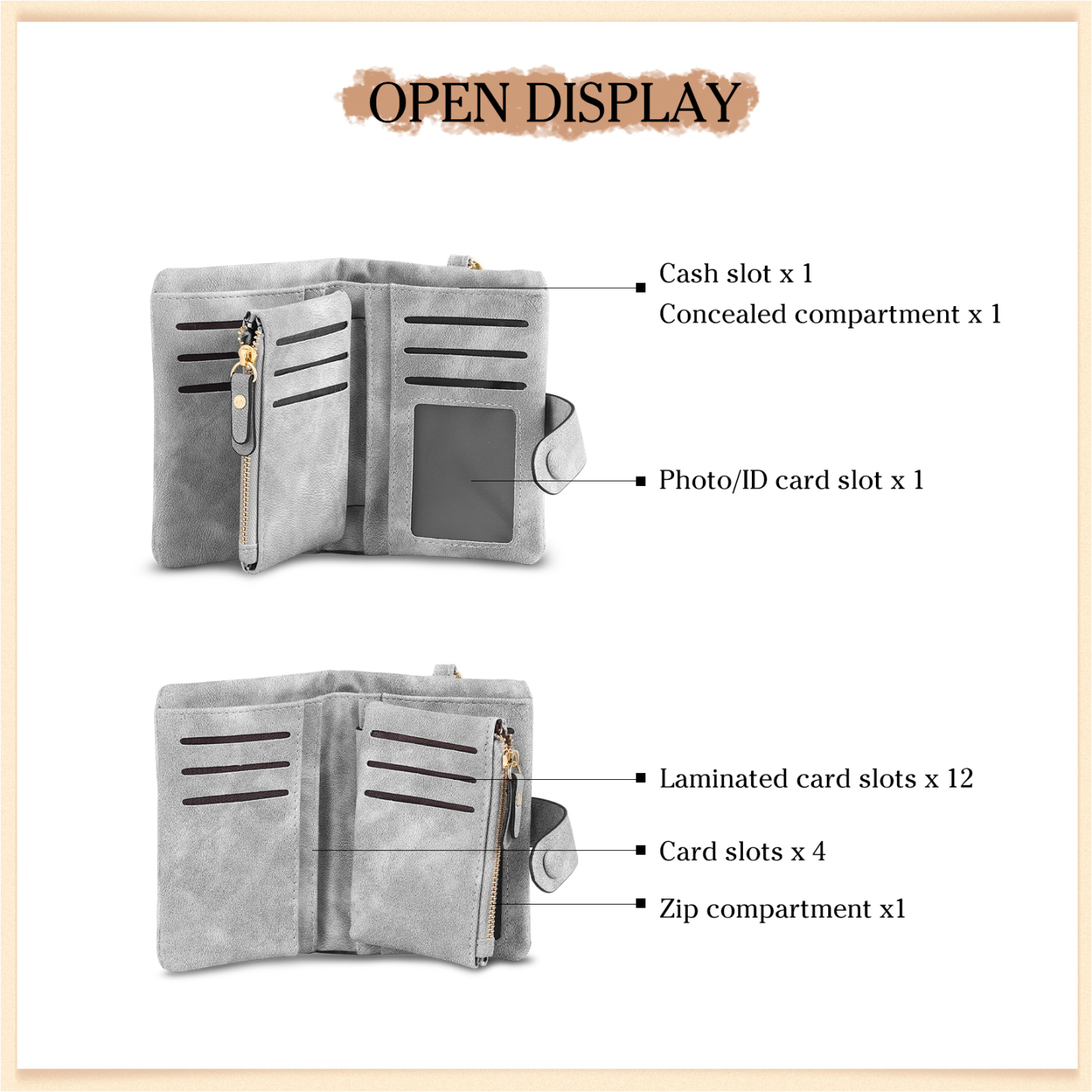 4 Names - Personalized Women's Wallet Customized 4 Names Hand in Hand Folding Women's Wallet Gift for Nan