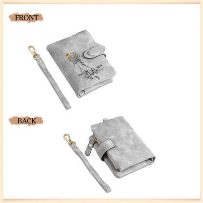 4 Names - Personalized Women's Wallet Customized 4 Names Hand in Hand Folding Women's Wallet Gift for Nan