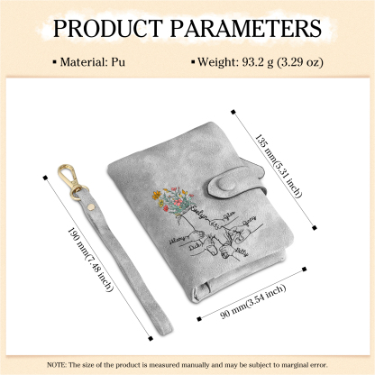 6 Names - Personalized Women's Wallet Customized 6 Names Hand in Hand Folding Women's Wallet Gift for Nan