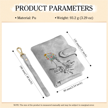 7 Names - Personalized Women's Wallet Customized 7 Names Hand in Hand Folding Women's Wallet Gift for Nan