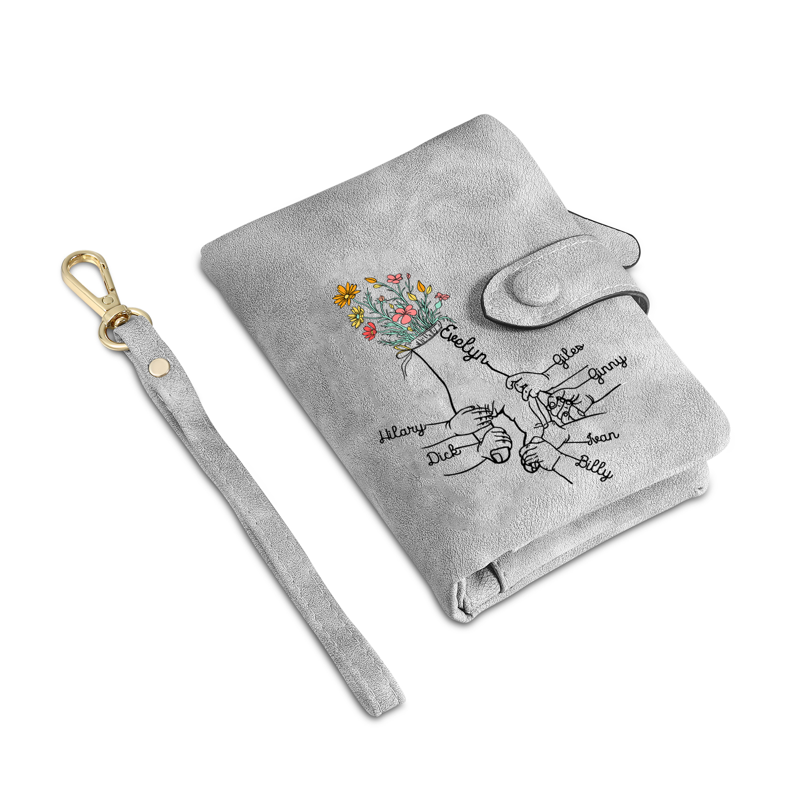 7 Names - Personalized Women's Wallet Customized 7 Names Hand in Hand Folding Women's Wallet Gift for Nan