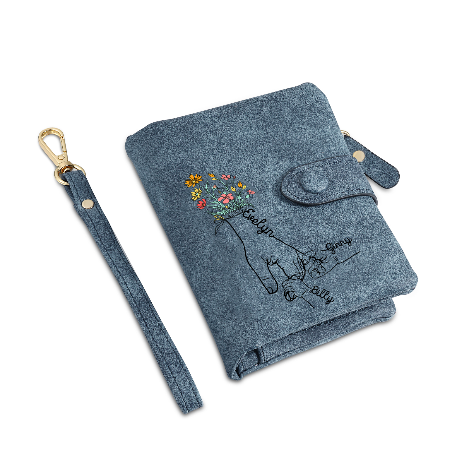 3 Names - Personalized Women's Wallet Customized 3 Names Hand in Hand Folding Women's Wallet Gift for Nan