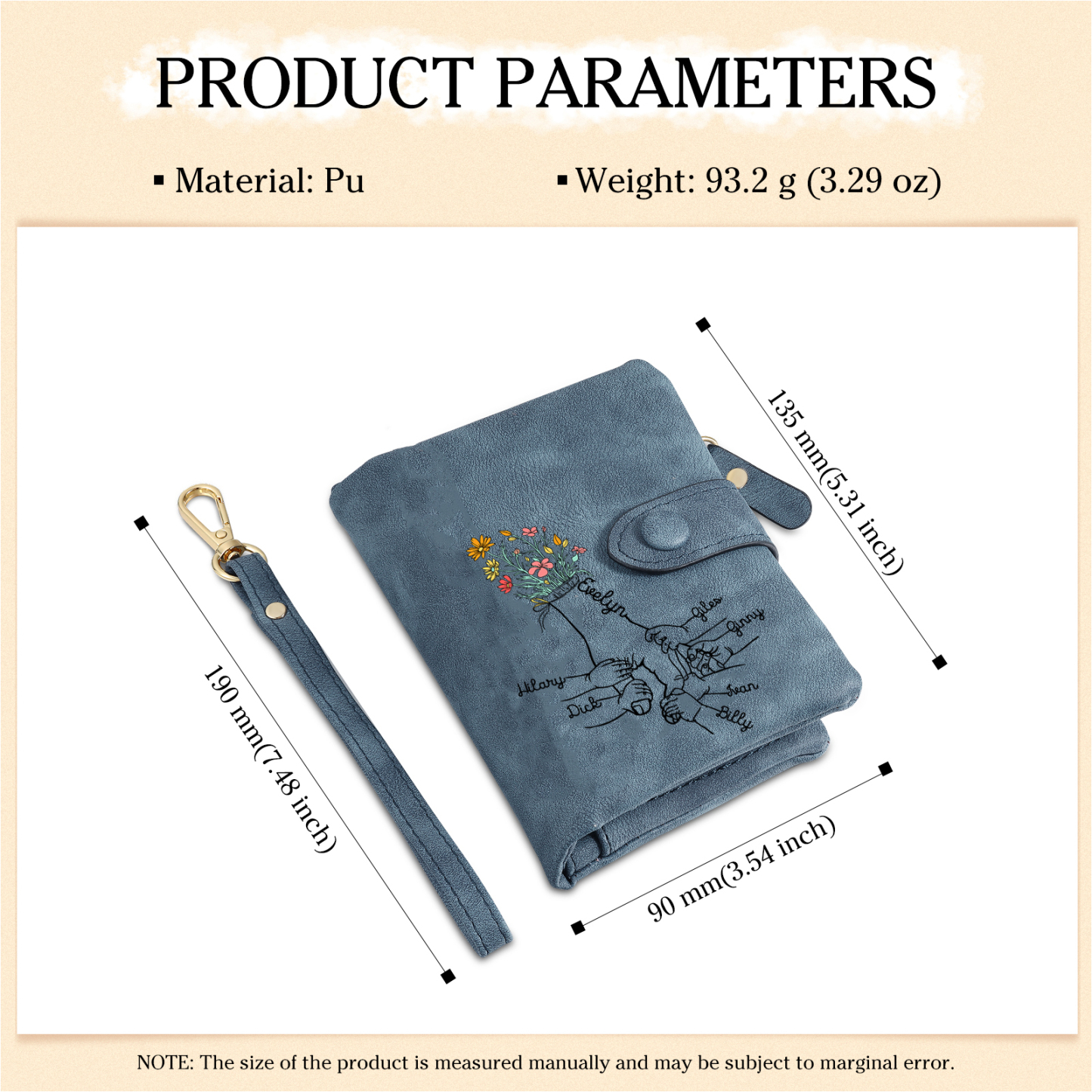 7 Names - Personalized Women's Wallet Customized 7 Names Hand in Hand Folding Women's Wallet Gift for Nan