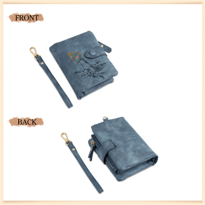 7 Names - Personalized Women's Wallet Customized 7 Names Hand in Hand Folding Women's Wallet Gift for Nan