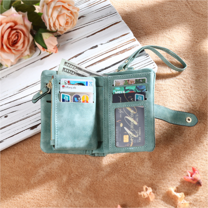 4 Names - Personalized Women's Wallet Customized 4 Names Hand in Hand Folding Women's Wallet Gift for Nan