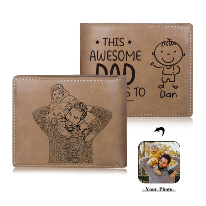 1 Name-Personalized Doll Customized Leather Men's Wallet Customized Name Folding Wallet for Dad