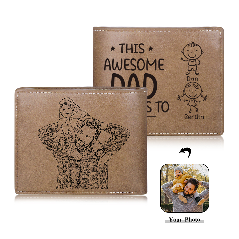 2 Names-Personalized Doll Customized Leather Men's Wallet Customized Name Folding Wallet for Dad