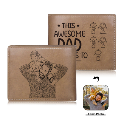 5 Names-Personalized Doll Customized Leather Men's Wallet Customized Name Folding Wallet for Dad