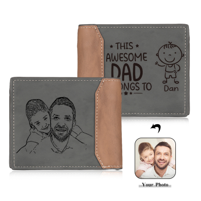 Jessemade UK 1 Name-Personalized Doll Customized Leather Men's Wallet Customized Name Folding Grey Wallet for Dad 24.99 m1-c1-n1