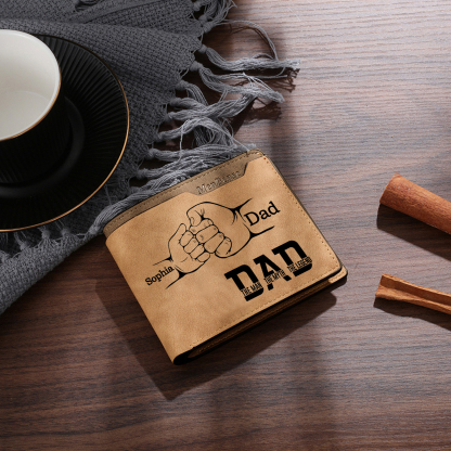 2 Names - Personalized Fist Bump Pattern Custom Name Leather Men's Wal