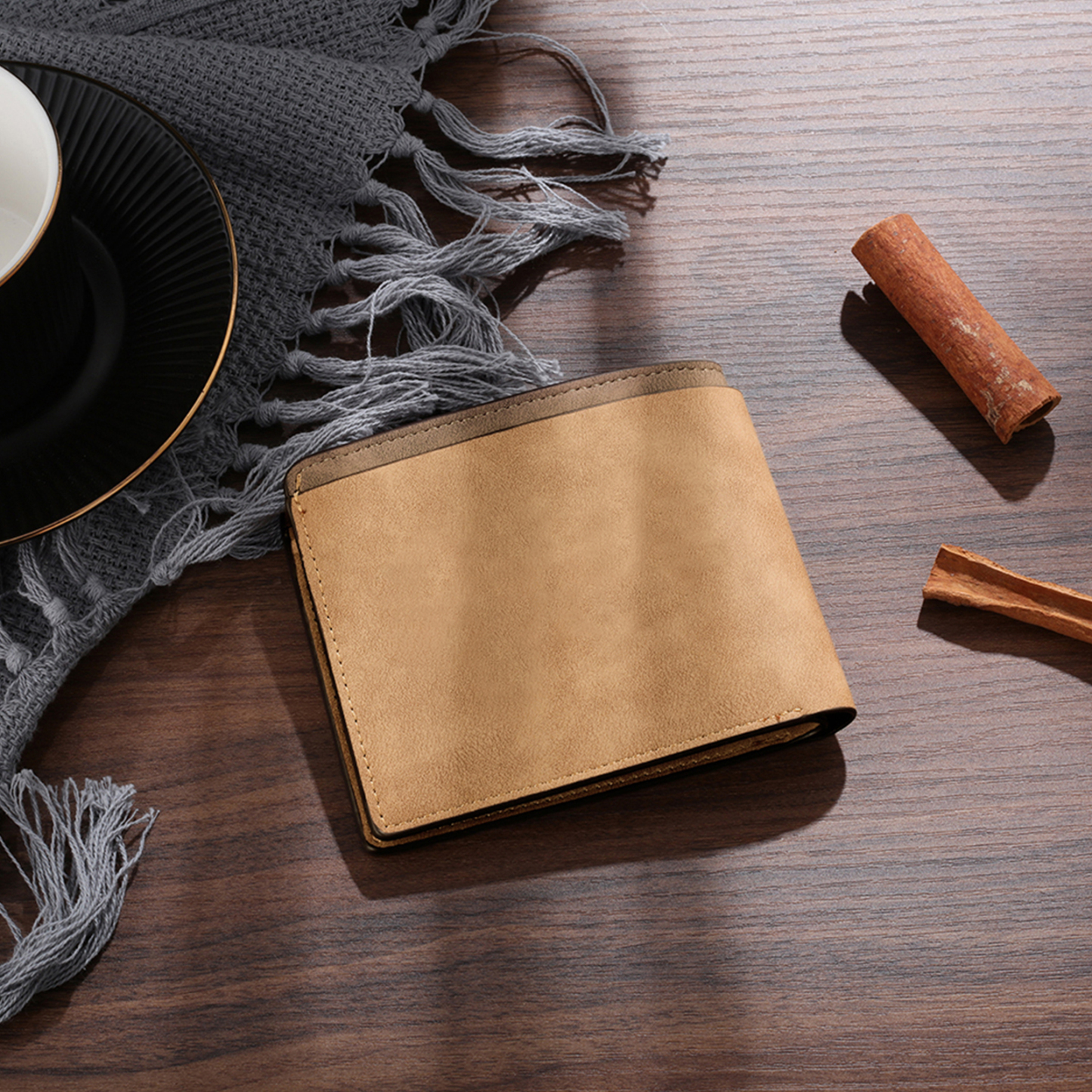 2 Names - Personalized Fist Bump Pattern Custom Name Leather Men's Wallet as a Father's Day Gift for Dad