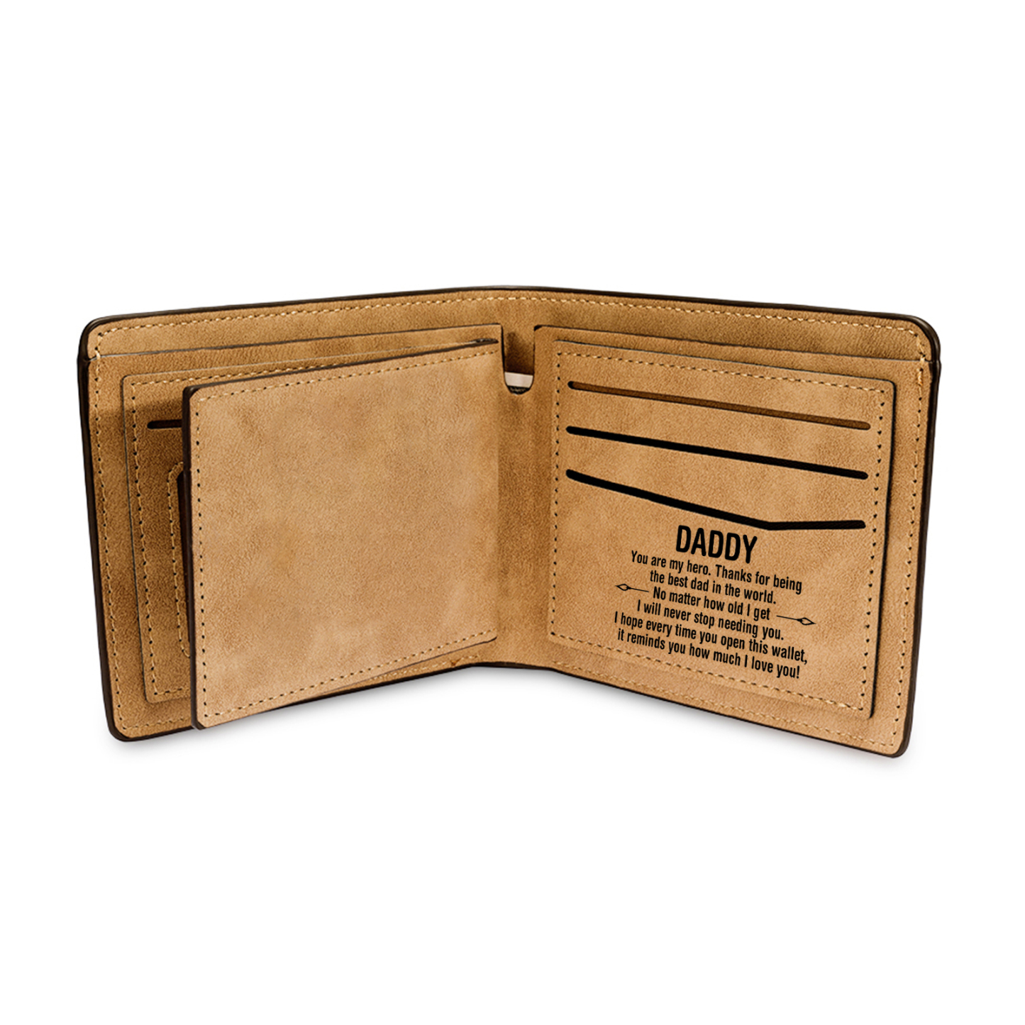 2 Names - Personalized Fist Bump Pattern Custom Name Leather Men's Wallet as a Father's Day Gift for Dad