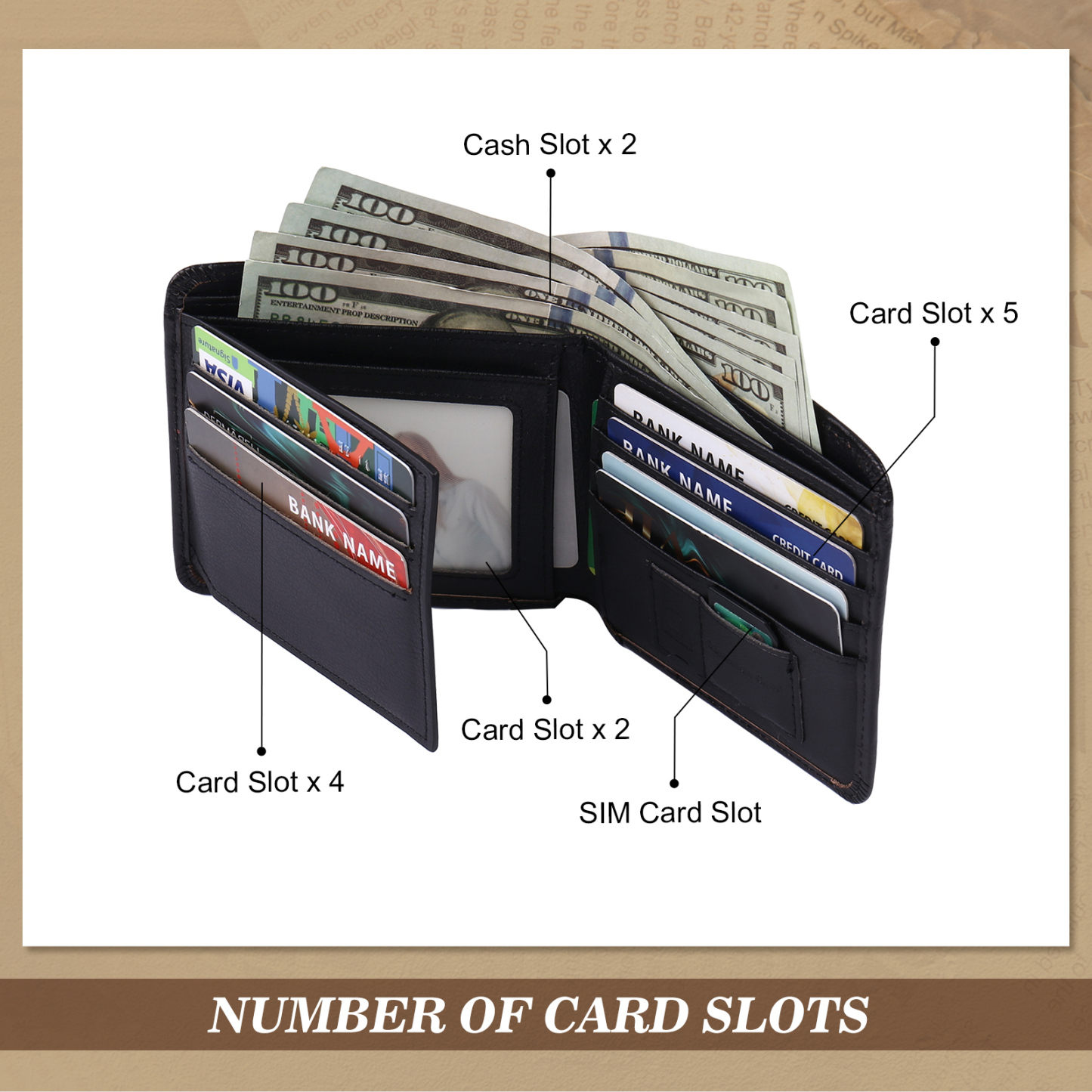 Personalized First  Layer Leather Men's Wallet - Custom Name and Letter Valentine's Day Gifts for Him | Jessemade