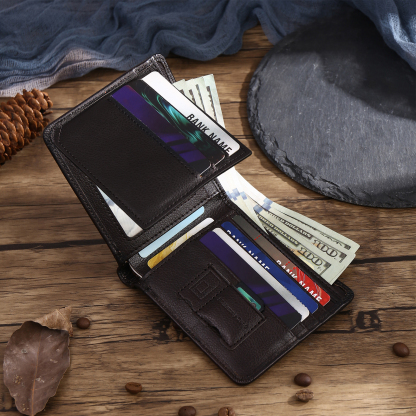 Personalized First  Layer Leather Men's Wallet - Custom Name and Letter Valentine's Day Gifts for Him | Jessemade