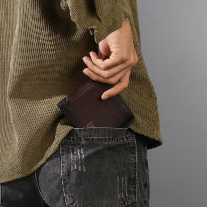 Personalized First  Layer Leather Men's Wallet - Custom Name and Letter Valentine's Day Gifts for Him | Jessemade