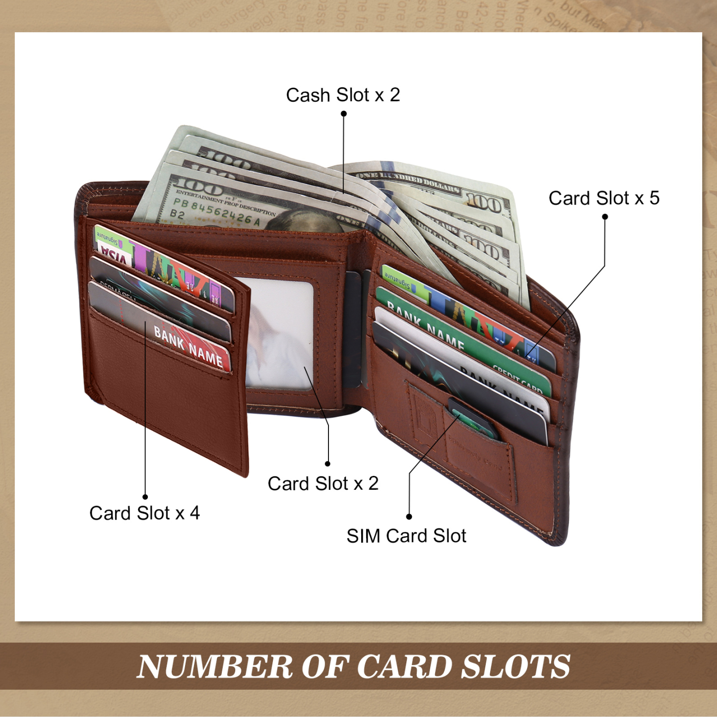 Personalized First  Layer Leather Men's Wallet - Custom Name and Letter Valentine's Day Gifts for Him | Jessemade