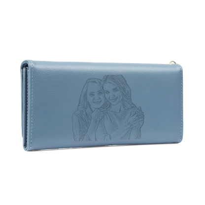 Personalized Women's Wallet Custom Photo and Lettering Blue/Pink Leather Wallet for Grandma | Jessmade