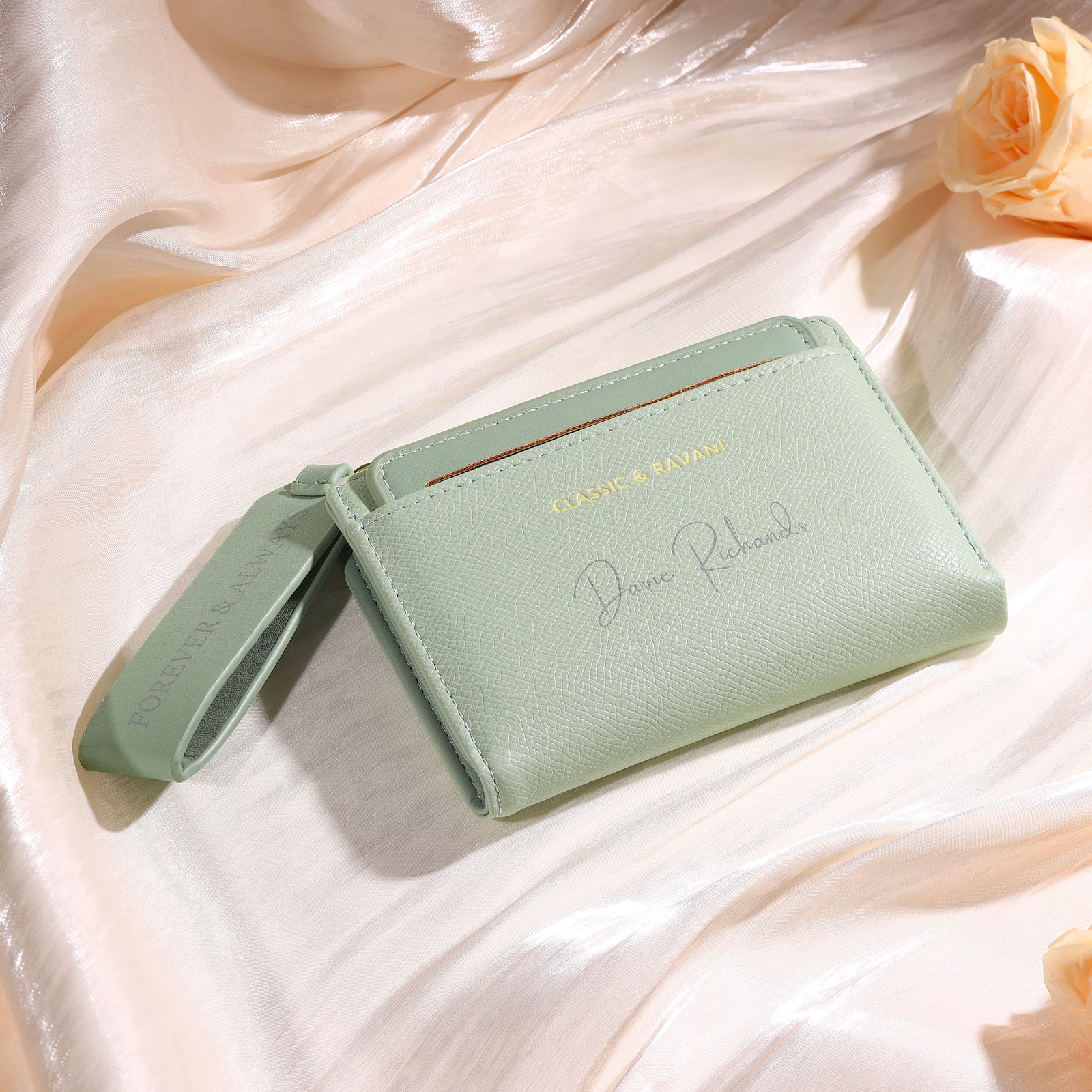 Personalized Women's Wallet Custom Name and 2 Text Leather Wallet for Her | Jessmade