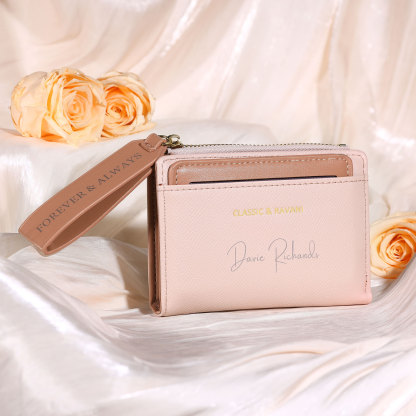 Personalized Women's Wallet Custom Name and 2 Text Leather Wallet for Her | Jessmade