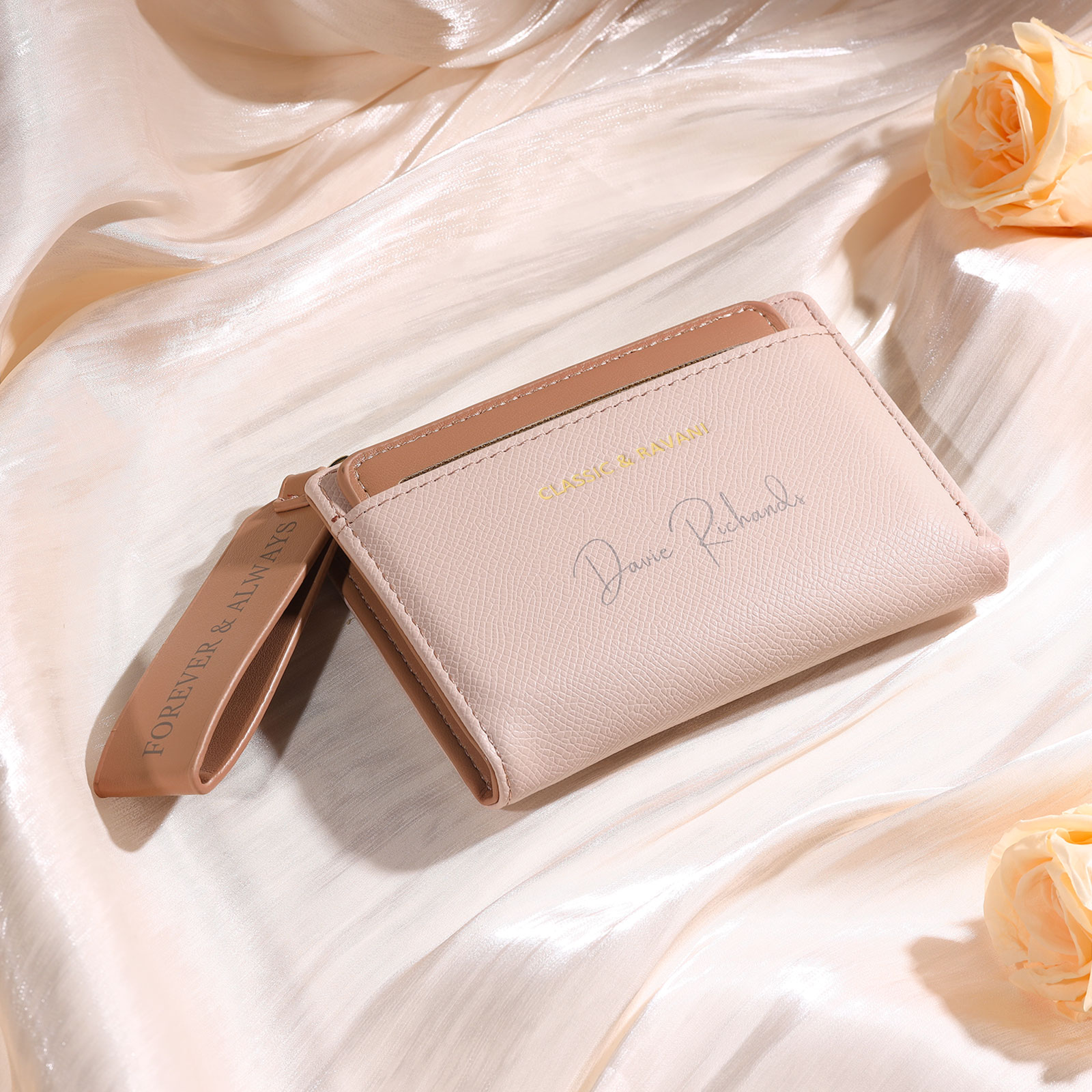 Personalized Women's Wallet Custom Name and 2 Text Leather Wallet for Her | Jessmade