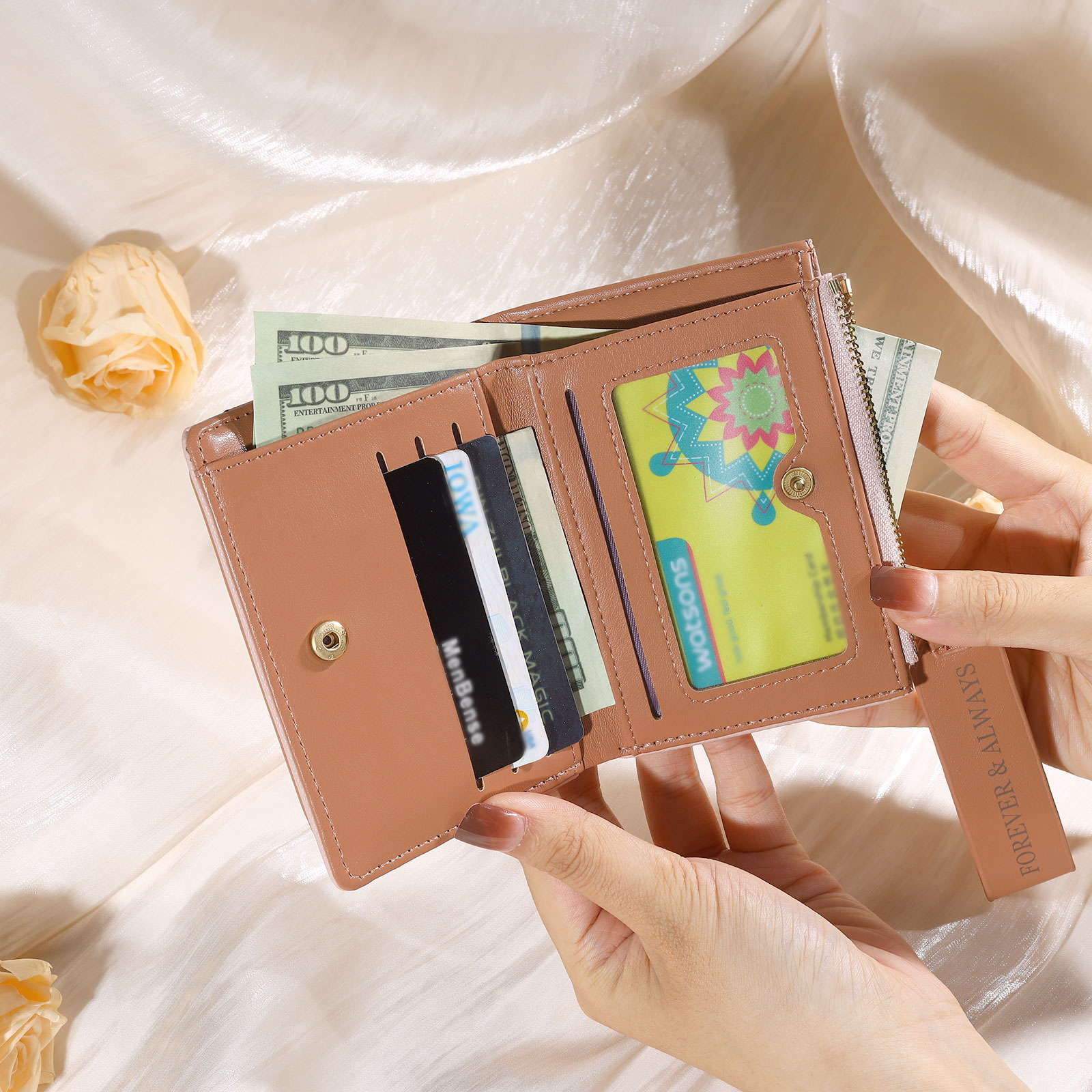 Personalized Women's Wallet Custom Name and 2 Text Leather Wallet for Her | Jessmade