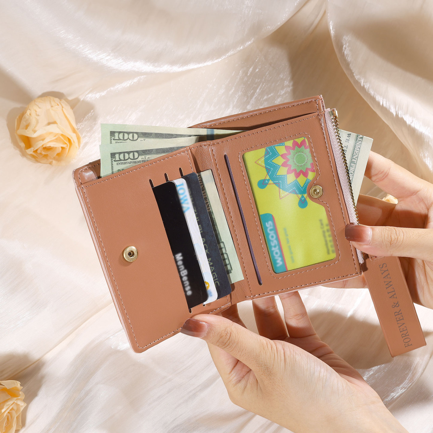 Personalized Women's Wallet Custom Name and 2 Text Leather Wallet for Her | Jessmade