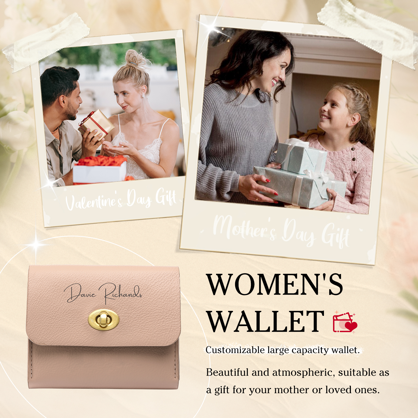 Personalized Women's Wallet Custom Name and Photo Leather Academia Wallets for Her | Jessmade