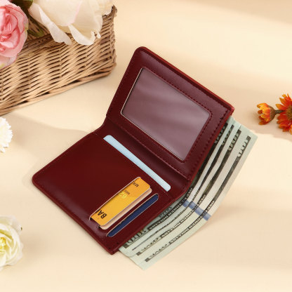 Personalized Women's Wallet Custom Name and Birthflower Small Front Pocket Leather Wallet for Grandma | Jessmade