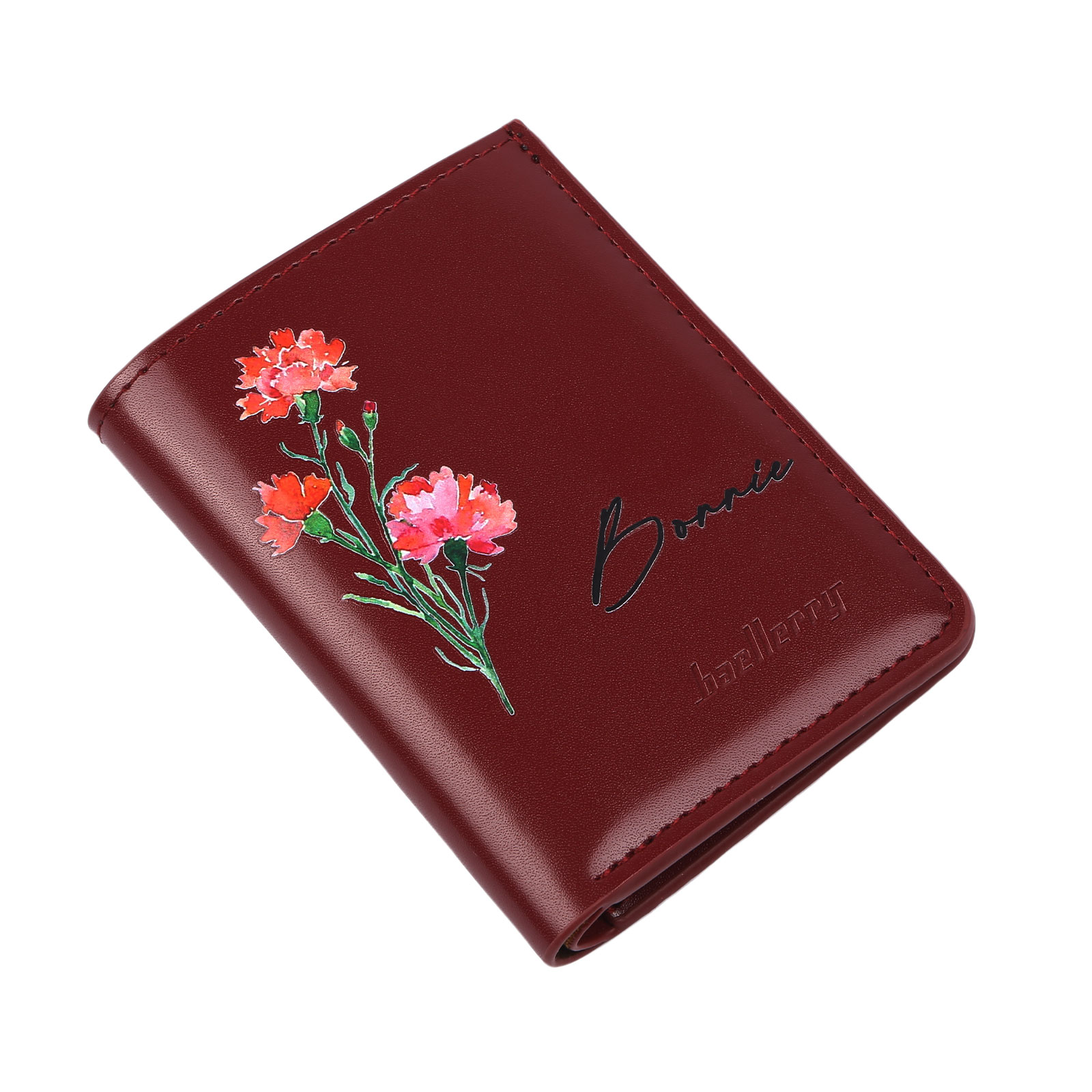 Personalized Women's Wallet Custom Name and Birthflower Small Front Pocket Leather Wallet for Grandma | Jessmade