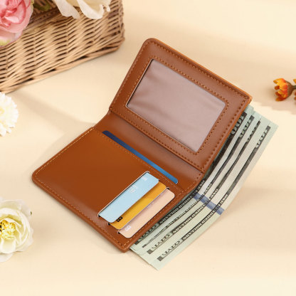 Personalized Women's Wallet Custom Name and Birthflower Small Front Pocket Leather Wallet for Grandma | Jessmade