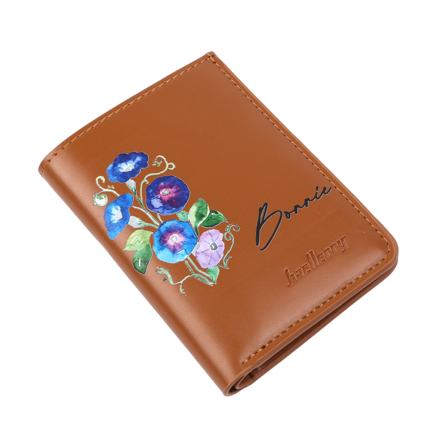 Personalized Women's Wallet Custom Name and Birthflower Small Front Pocket Leather Wallet for Grandma | Jessmade