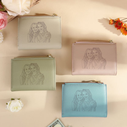 Personalized Women's Wallet Custom Name and Photo Leather Folding Zipper Wallet for Her | Jessmade