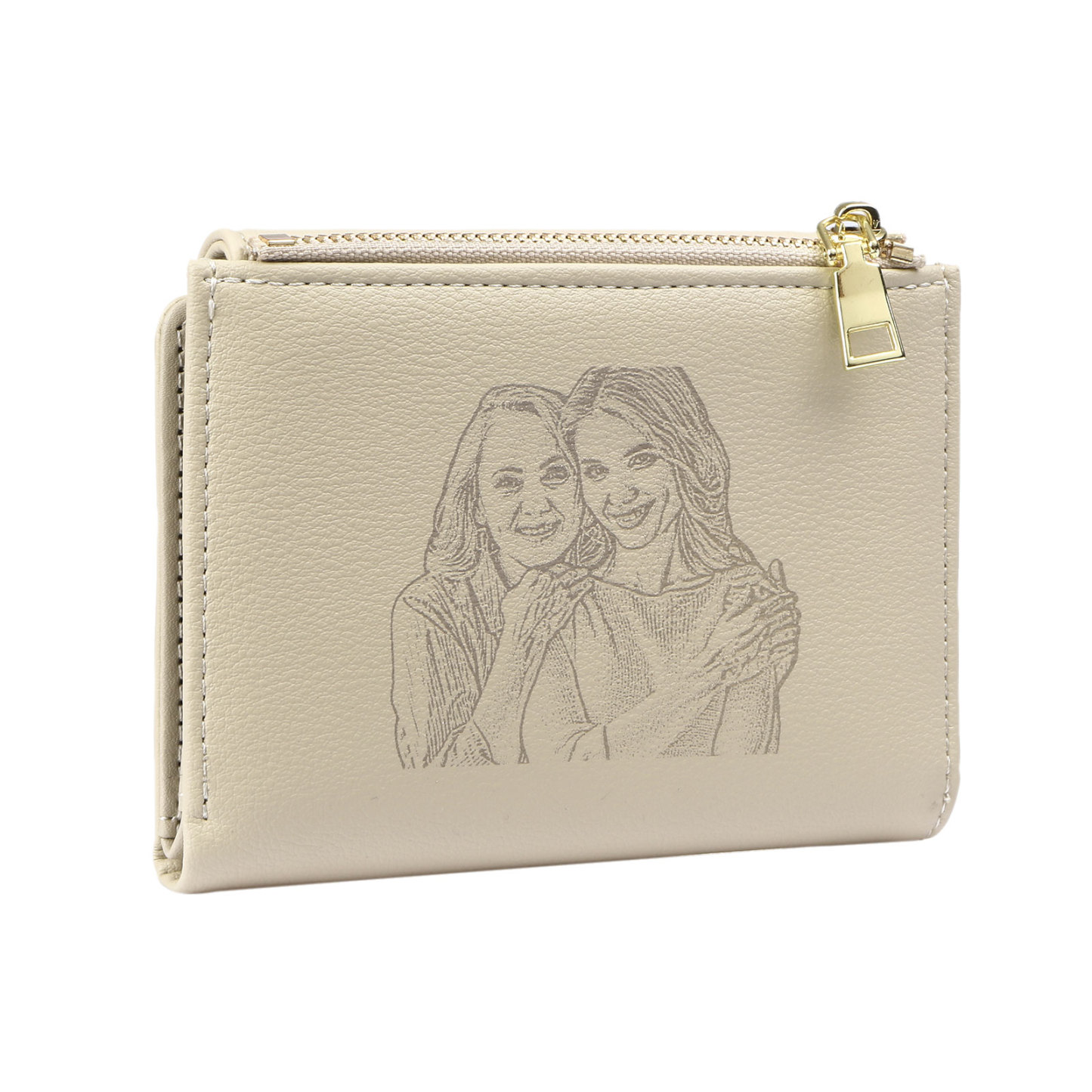 Personalized Women's Wallet Custom Name and Photo Leather Folding Zipp