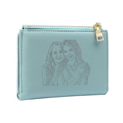 Personalized Women's Wallet Custom Name and Photo Leather Folding Zipper Wallet for Her | Jessmade