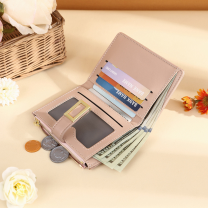 Personalized Women's Wallet Custom Text and Photo Leather Folding Zipper Wallet for Her | Jessmade