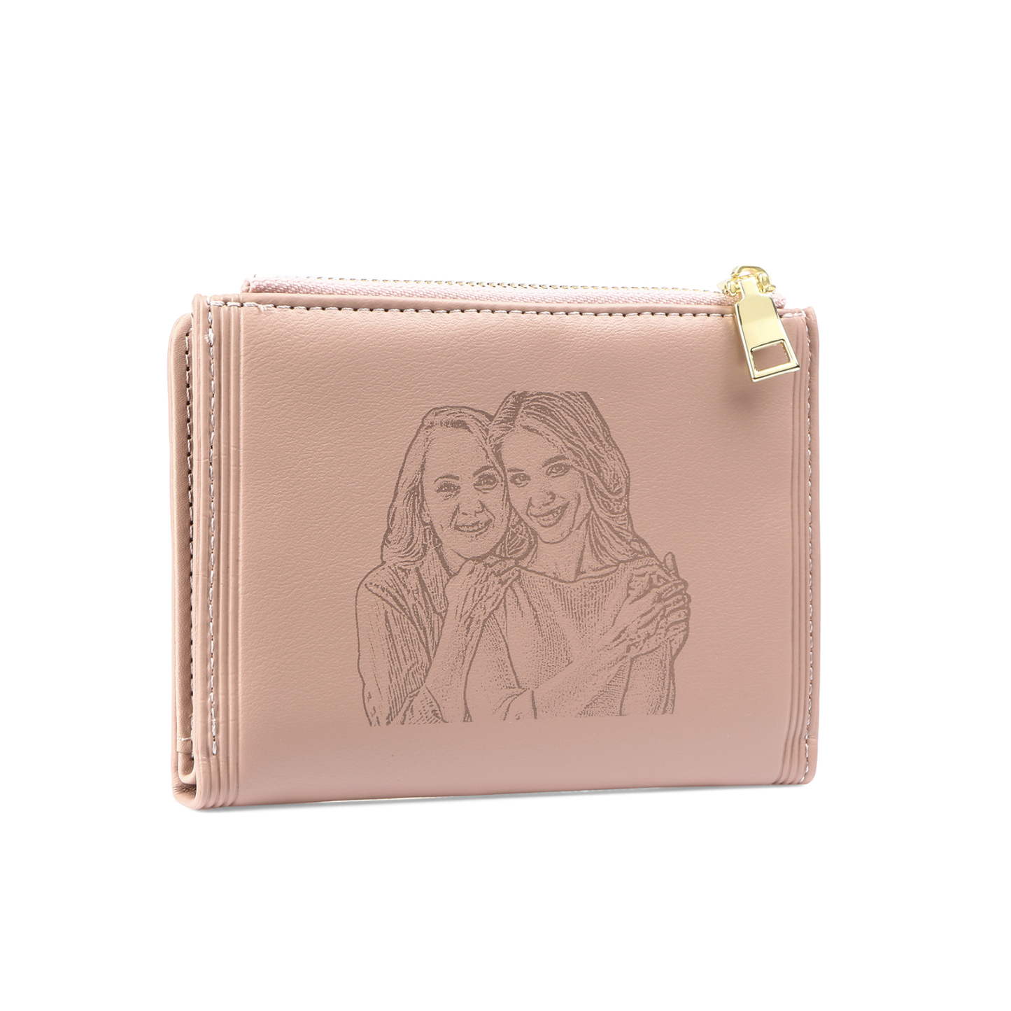 Personalized Women's Wallet Custom Text and Photo Leather Folding Zipper Wallet for Her | Jessmade