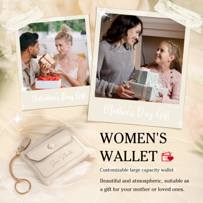 Personalised Women's Wallet Custom Name and Photo Leather Zipper Wallet for Her | Jessmade