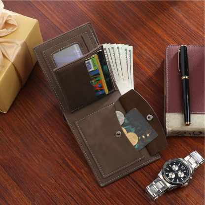 Personalised Men's Wallet - Custom Photo and Name in Brown - Christmas Gift for Him | Jessemade