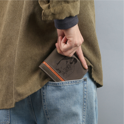 Personalised Men's Wallet - Custom Photo and Name in Brown - Christmas Gift for Him | Jessemade