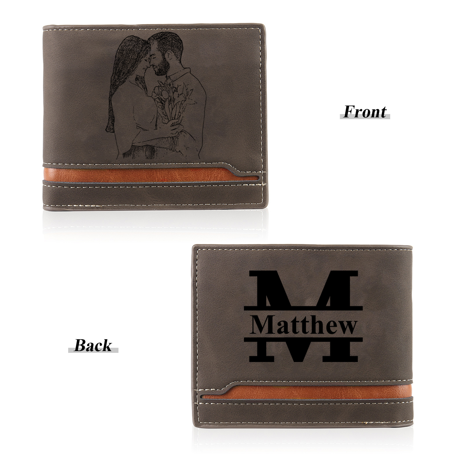 Personalized Men’s Wallet & Keyring Set – Custom Gift Box with Photo, Name, Letter, and Text – Valentine’s Day Gift for Him | Jessemade