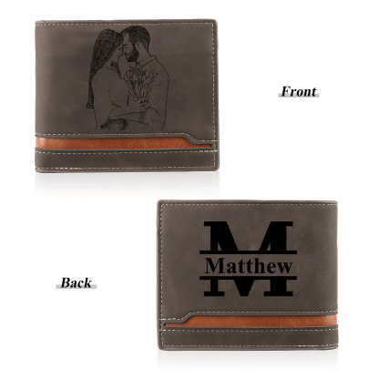 Personalized Men’s Wallet & Keyring Set – Custom Gift Box with Photo, Name, Letter, and Text – Valentine’s Day Gift for Him | Jessemade