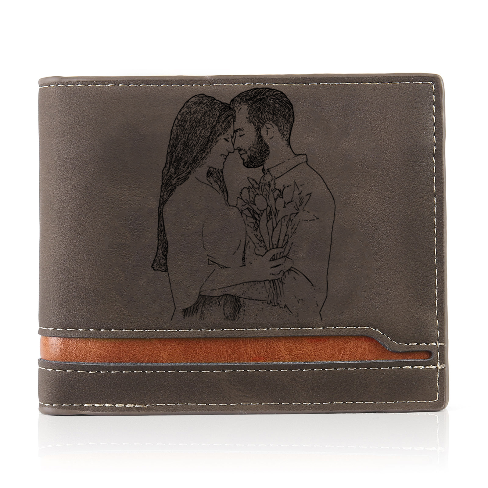 Personalised Men's Wallet - Custom Photo and Name in Brown - Christmas Gift for Him | Jessemade
