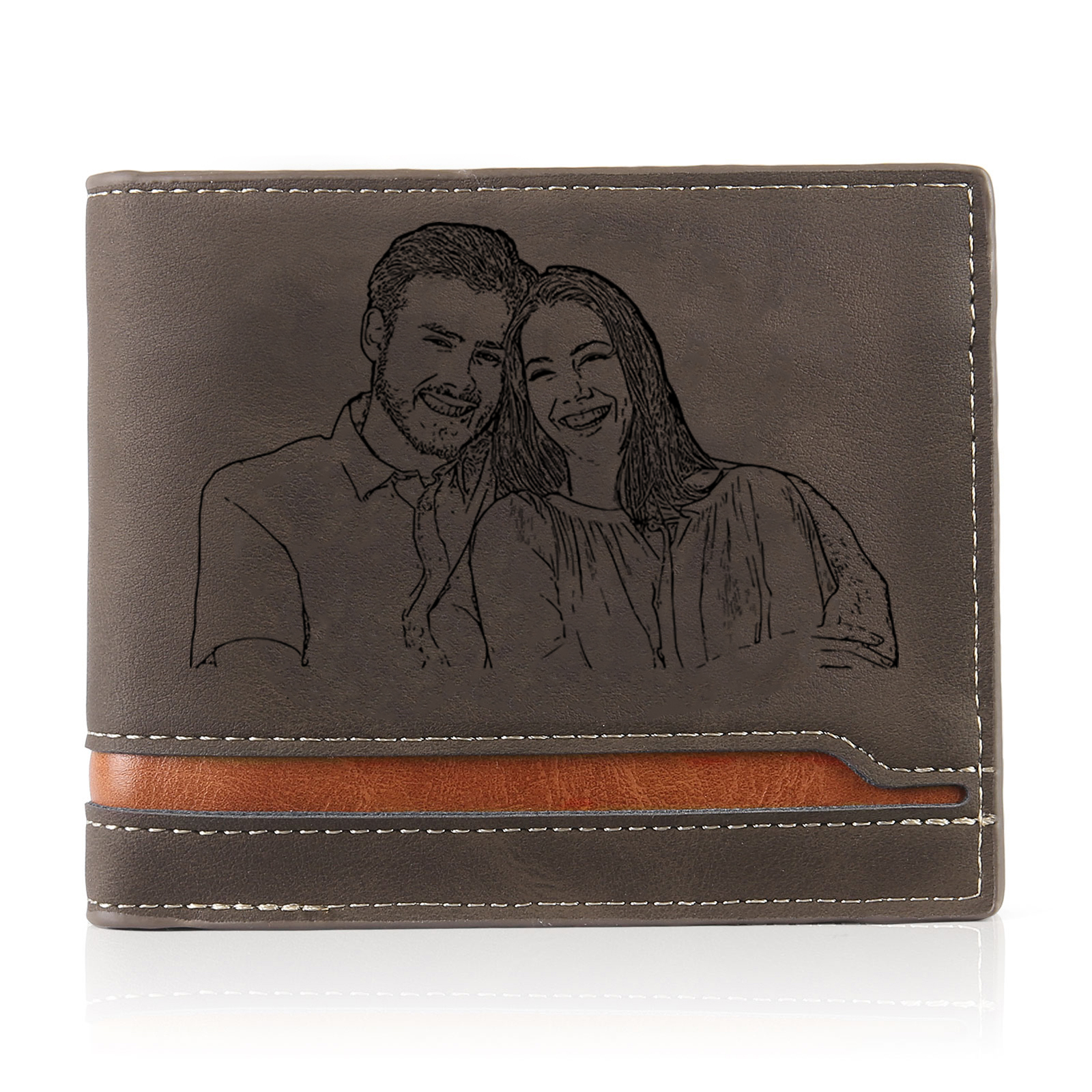 Personalised Men’s Wallet - Customized Photo and Text PU Leather Brown Wallet, Valentine’s Day Gift for Him| Jessemade