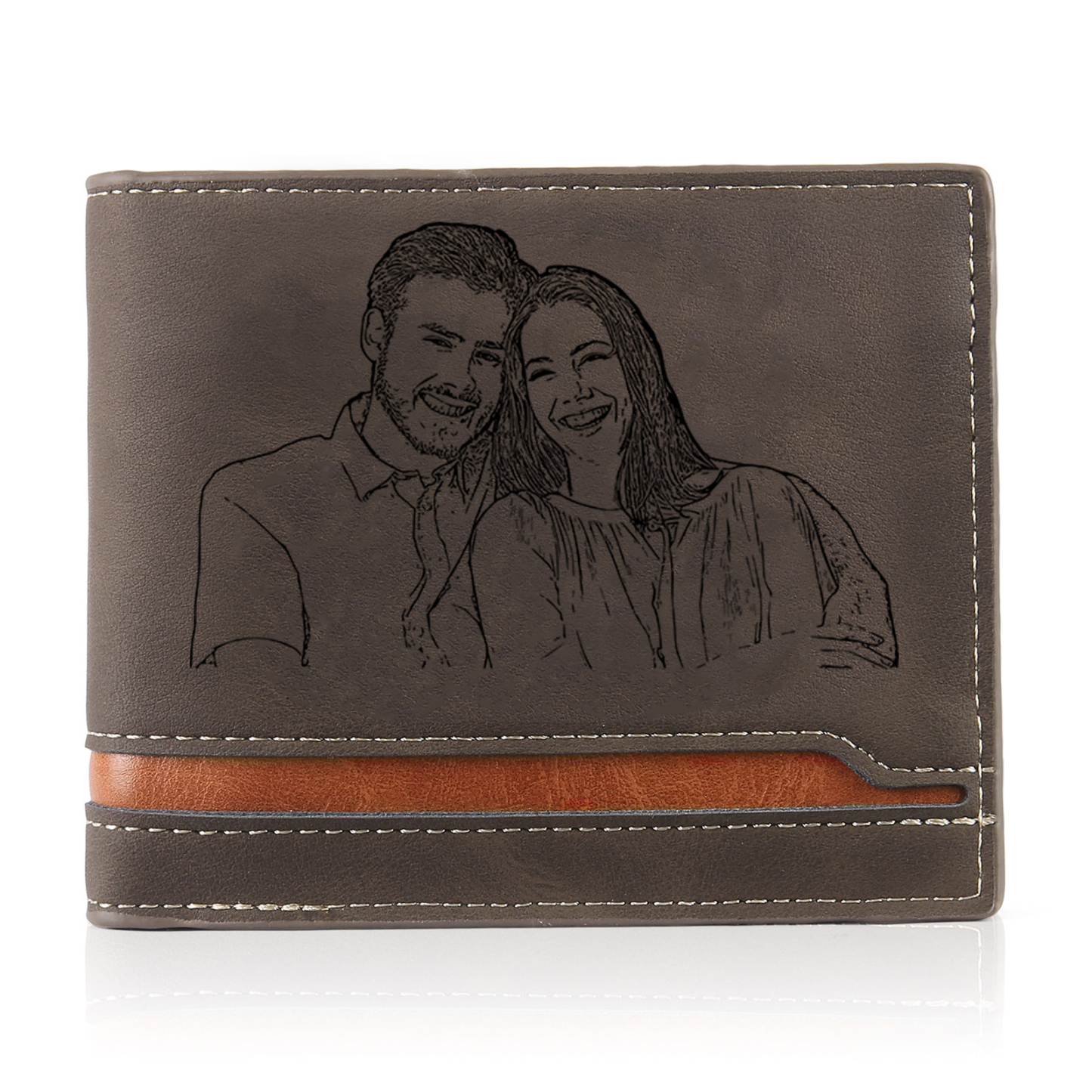 Personalised Men’s Wallet - Customized Photo and Text PU Leather Brown Wallet, Valentine’s Day Gift for Him| Jessemade