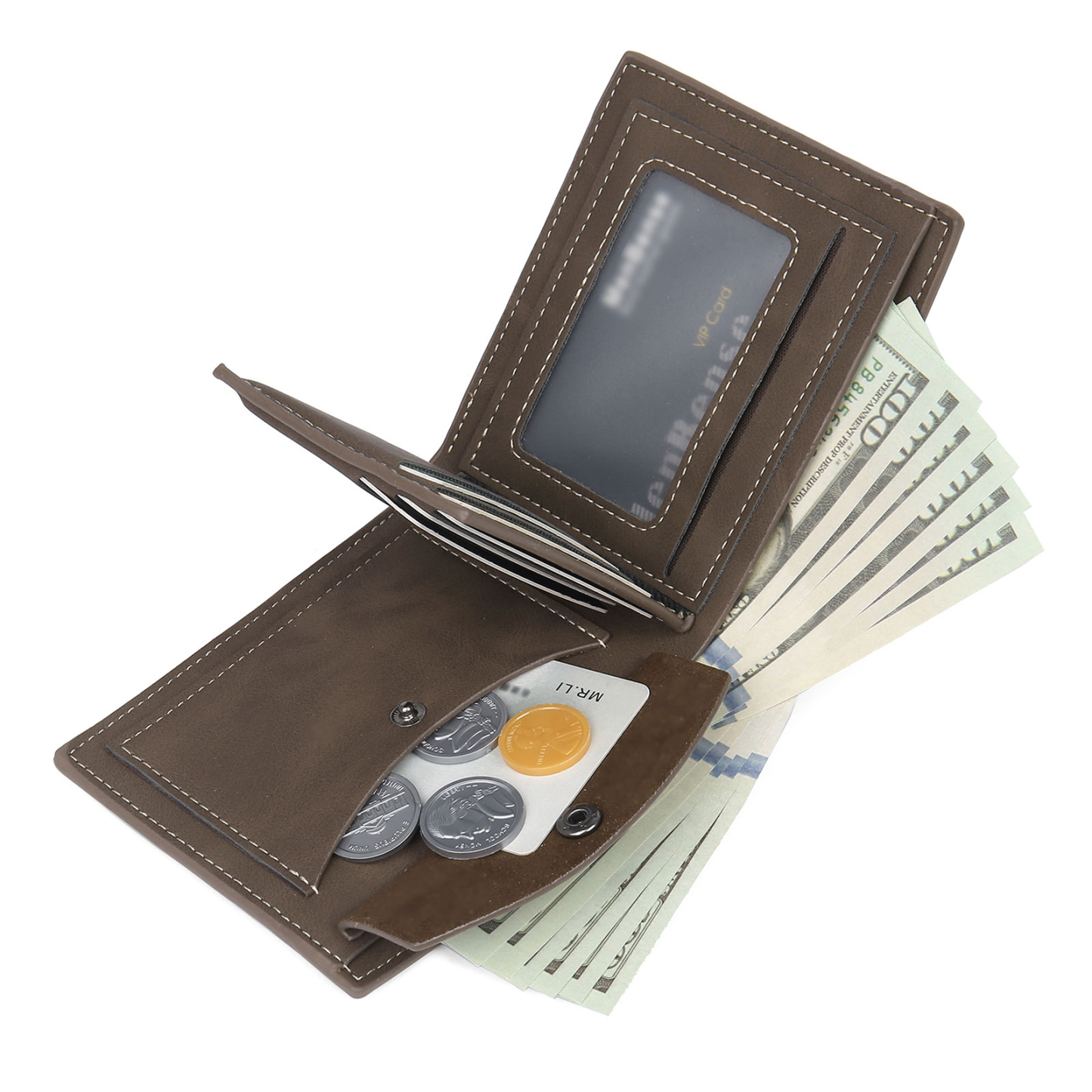 Personalised Men’s Wallet - Customized Photo and Text PU Leather Brown Wallet, Valentine’s Day Gift for Him| Jessemade